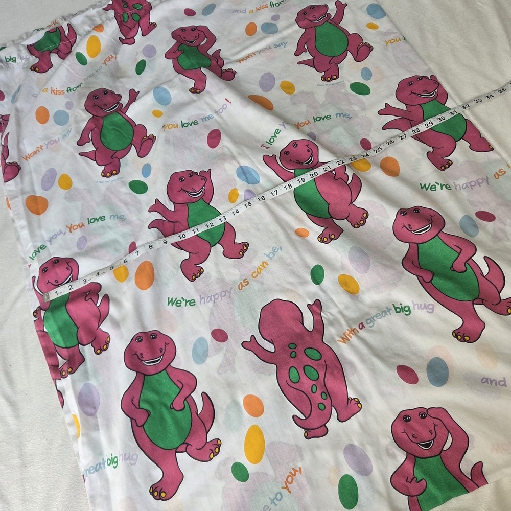 Vintage Barney TWIN Flat Sheet 1992 Lyons Group 90s Purple Dinosaur - Picture 5 of 6